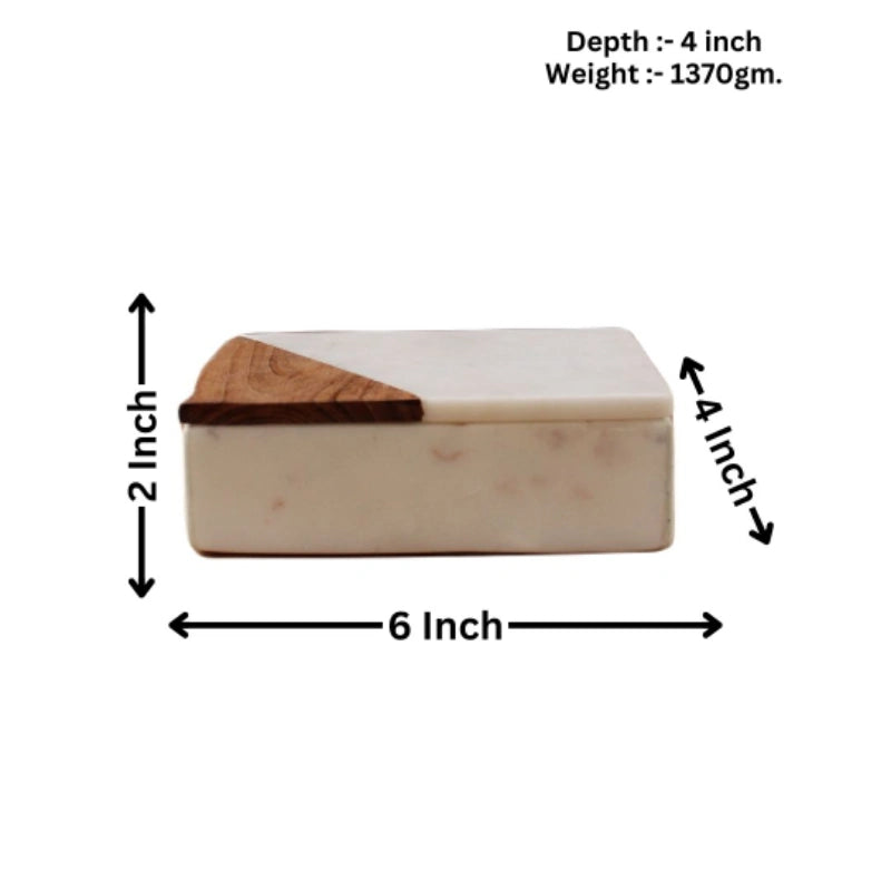 Wooden square box 6x4x2 inches
