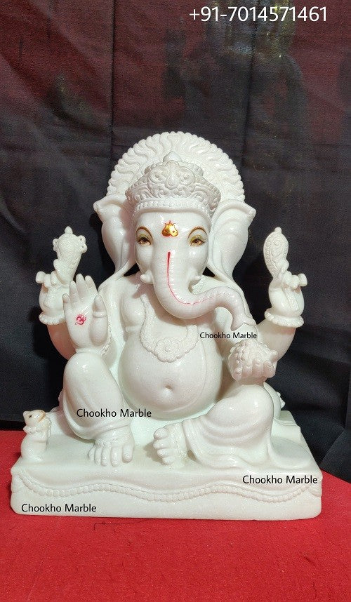 Pure White Marble Ganesh Statue
