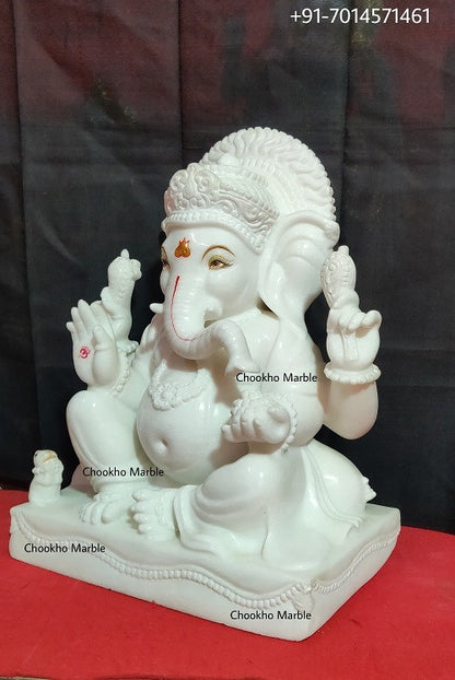 Pure White Marble Ganesh Statue