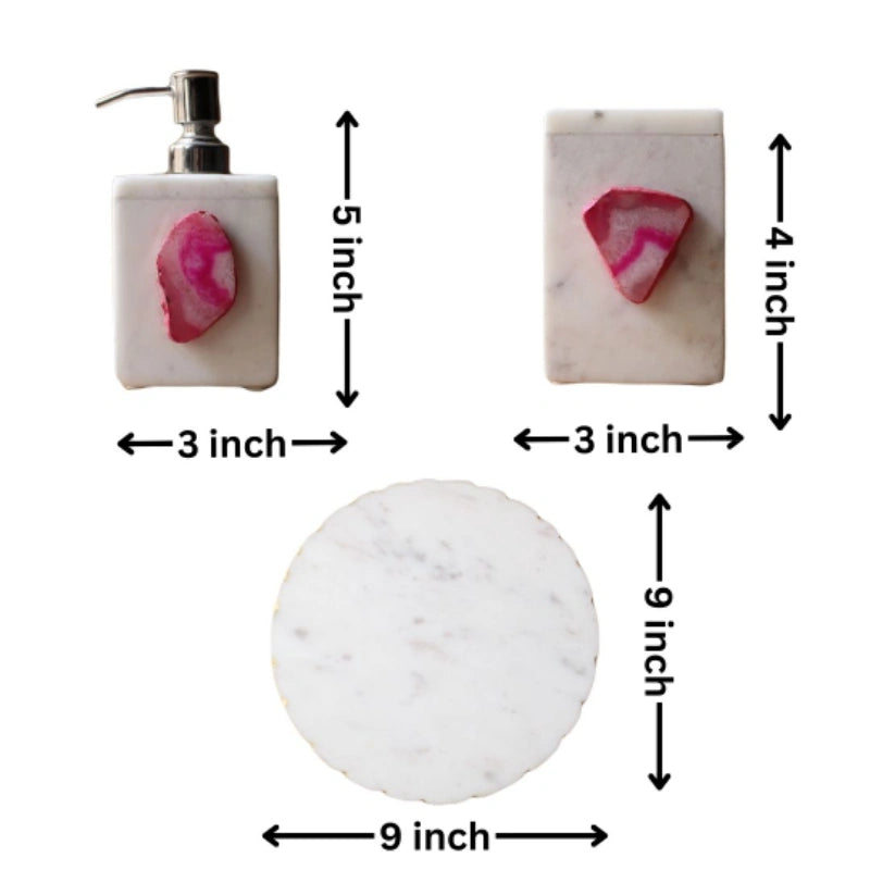 White and pink stone (Set of 4)