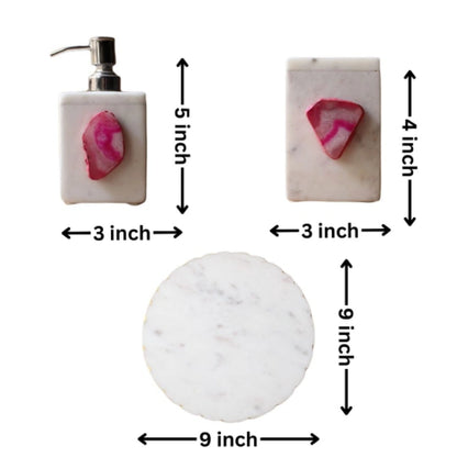 White and pink stone (Set of 4)