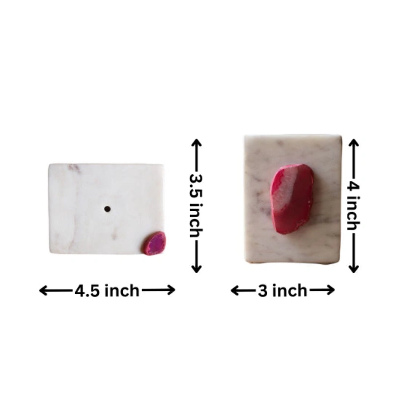 White and pink stone (Set of 4)