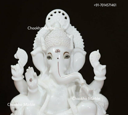 Pure White Marble Ganesh Statue