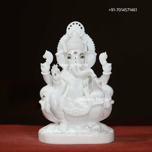 Pure White Marble Ganesh Statue