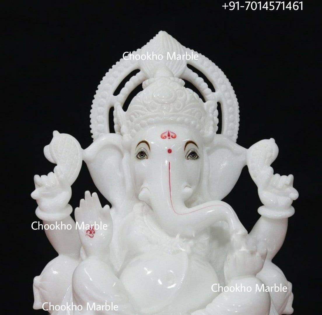 Pure White Marble Ganesh Ji