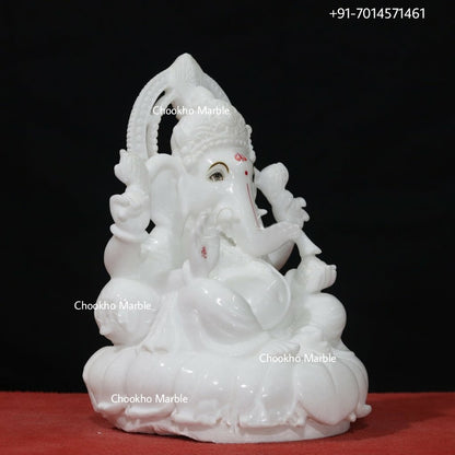 Pure White Marble Ganesh Ji