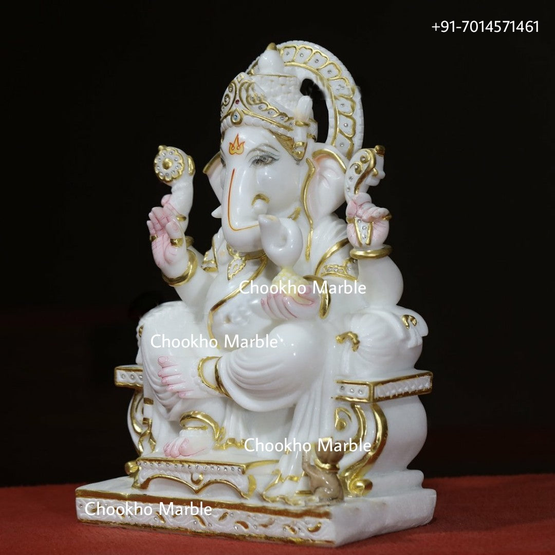 Pure White Marble Ganesh Statue