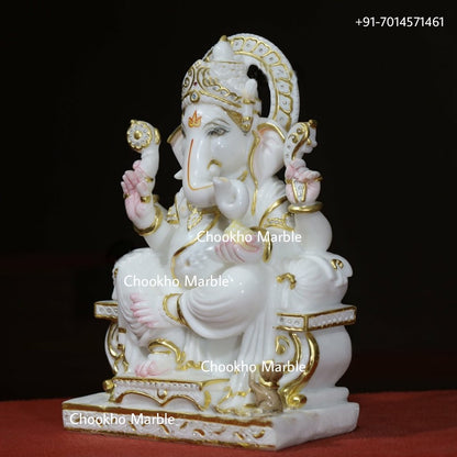 Pure White Marble Ganesh Statue