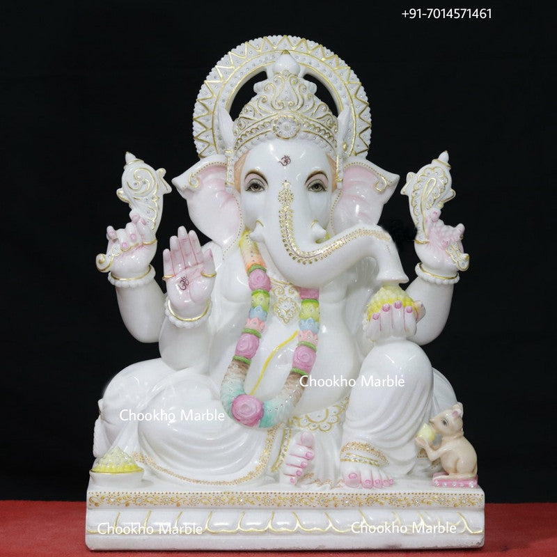 Pure White Marble Ganesh Statue