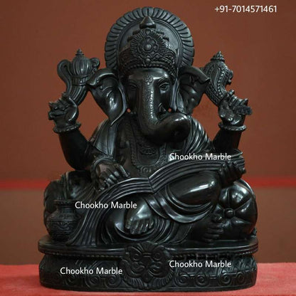 Ganesh Statue In Black Marble