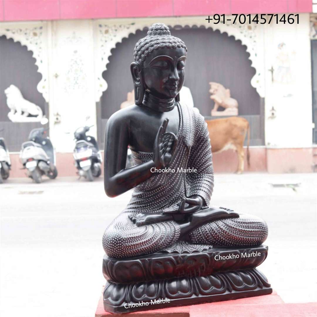Black Marble Buddha Statue