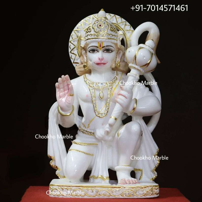 White Makrana Marble Hanuman Statue