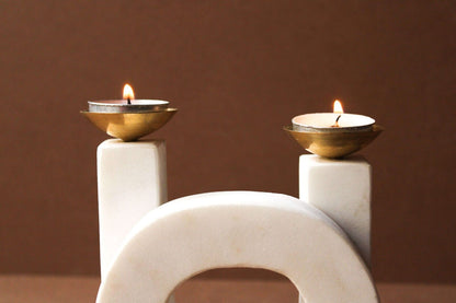Unique Shape Marble Candle Holder
