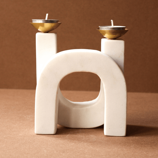 Unique Shape Marble Candle Holder