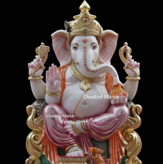 Makrana Marble Ganesh Statue, Size: - 24" X 12" X 36" (36 inches Height)