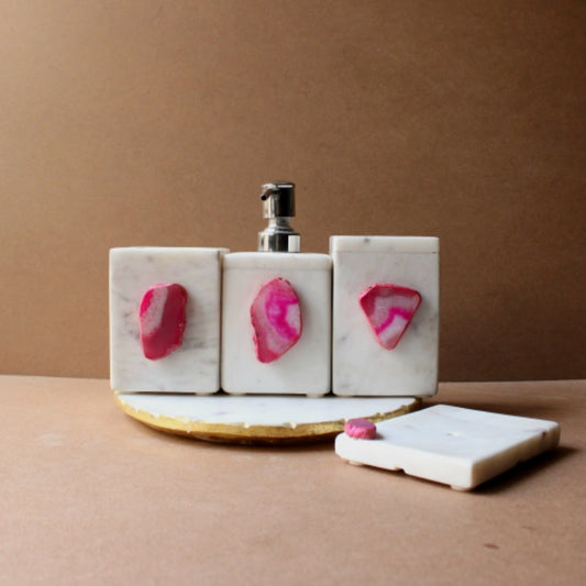 White and pink stone (Set of 4)