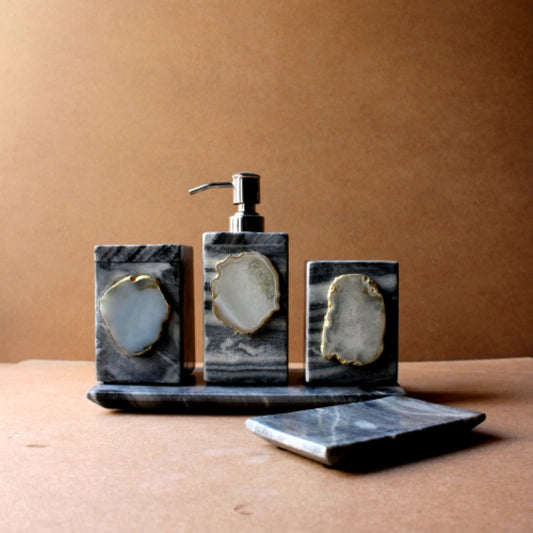 Black and silver stone (set of 4)