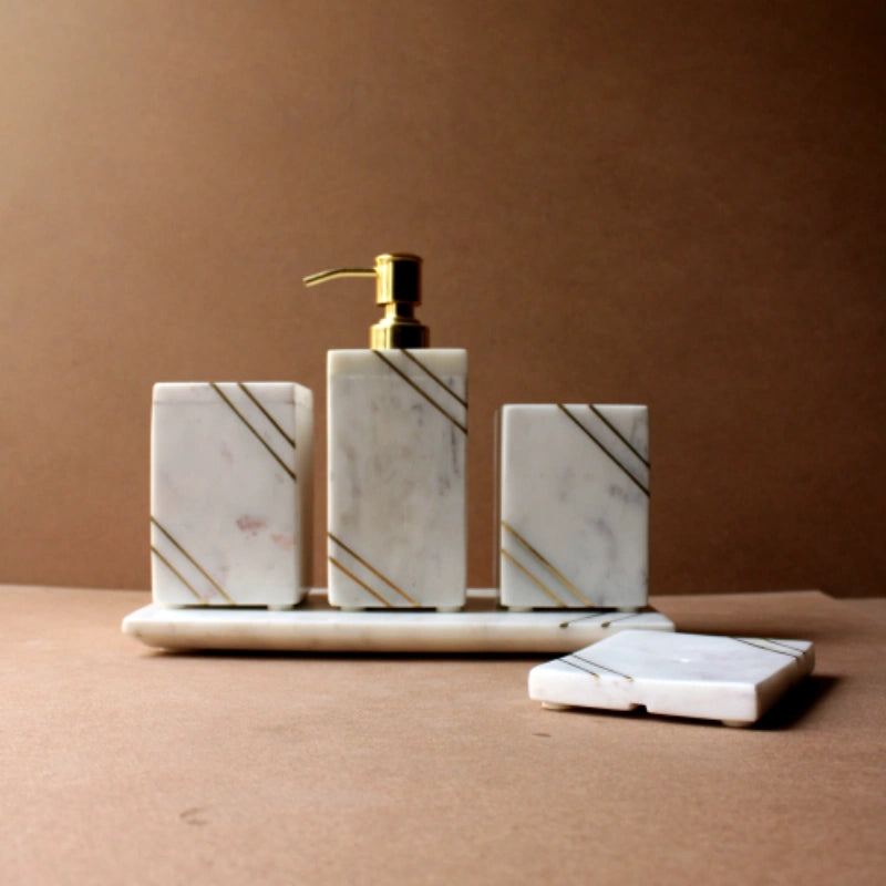 Brass inlay white (set of 5)