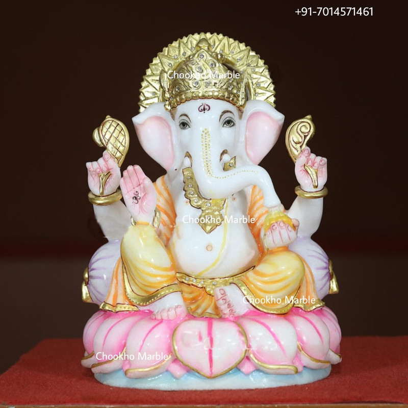 Marble Ganesh Statue For Home, Size: - 9